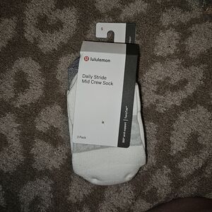 Lululemon Athletica Daily Stride Mid Crew Socks - 3 Pack White, Grey and Black